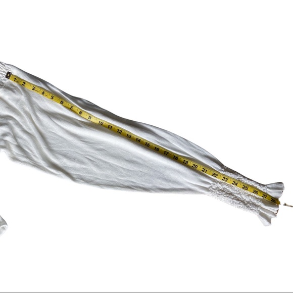 FREE PEOPLE Smocked Peplum Knit Top In Evening Cream Spirit Size M White Boho. - Picture 6 of 9